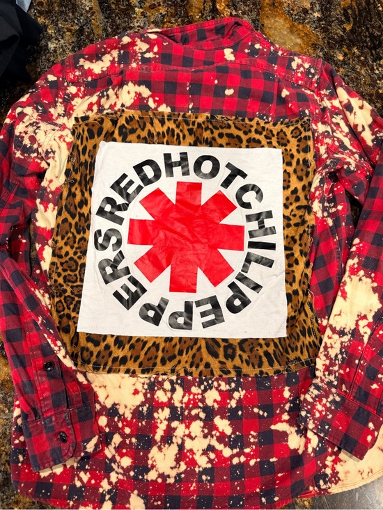 Tops - Red Hot Chili Peppers Bleached Plaid Patchback Shirt